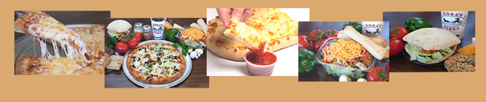 Images of some pizza, salads, 
          cheese bread and sandwiches at Rosa's pizza restaurant in Bigfork Montana